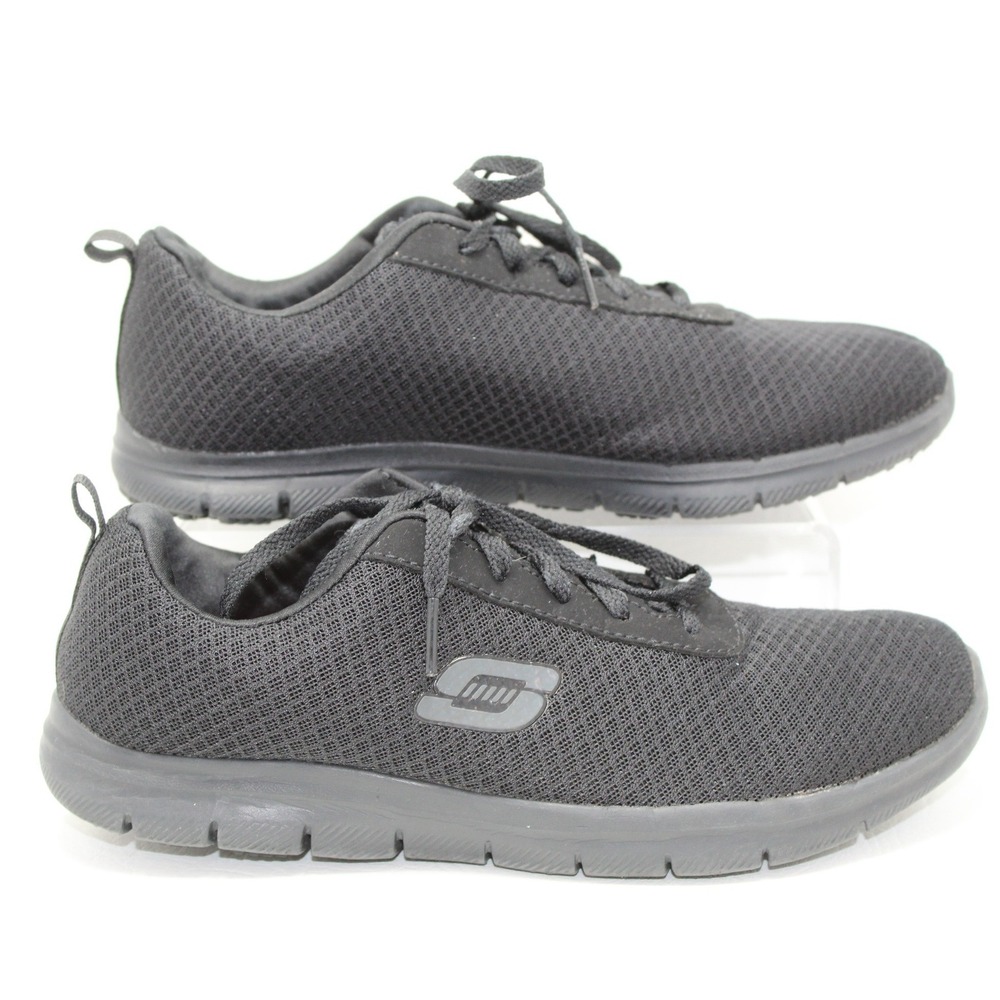 Skechers Women's All-Black Mesh Slip-On Style Sneakers